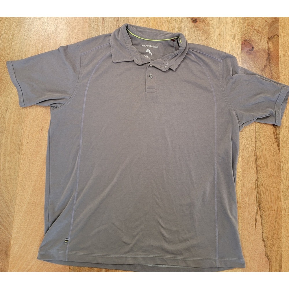 Tommy Bahama Men's Polo Shirt Gray XL Short Sleeve Collared Button Logo on Back